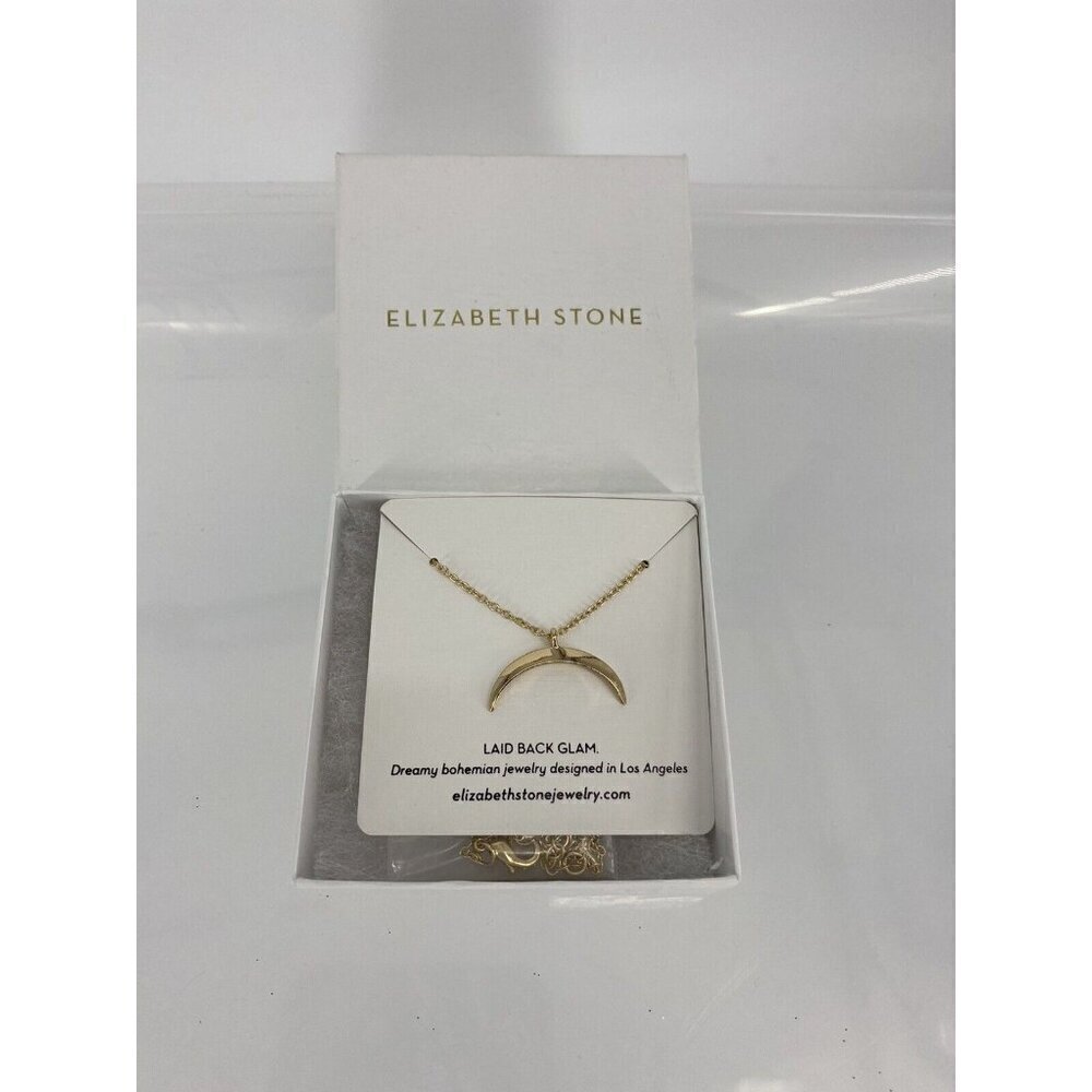 Elizabeth Stone Crescent Moon Necklace. Gold Delicate Retails $78